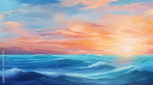 Vibrant sunrise seascape abstract coastal © paisorn