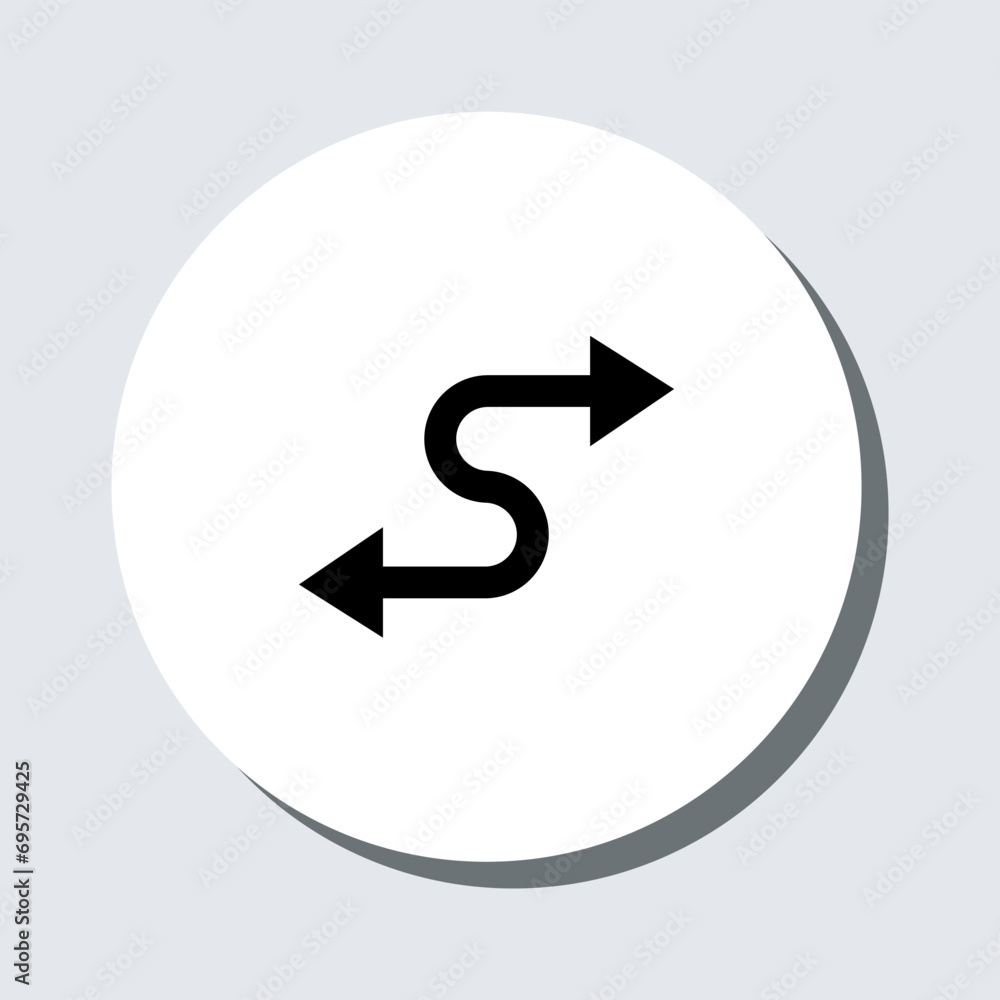 Double arrow icon vector. Zigzag sign symbol in trendy flat style. Curved vector icon illustration in circle isolated on gray background