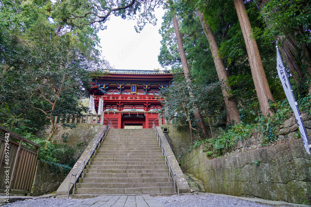 徳川家康の墓がある久能山東照宮に登る階段
