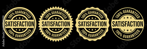 100% Satisfaction Guaranteed or 100% Satisfaction Label Vector Isolated in Flat Style. Best 100% Satisfaction Guaranteed Label Vector for product packaging. Elegant 100% Satisfaction Label Vector.