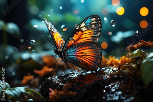  In the vibrant tropical forest, a dynamic 4K Ultra HD documentary showcases the dynamic wildlife focus, revealing the intricate life of a butterfly as it gracefully navigates its lush and exotic habi