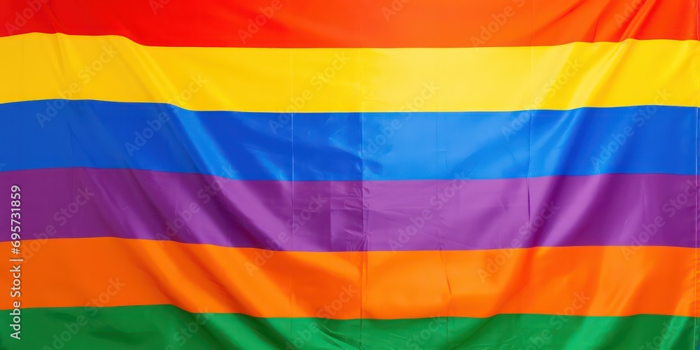 LGBT flag, full of colorful rainbows, billows in the breeze as it's waved by a hand adorned with a sweatband. LGBT flag, full of colorful rainbows, billows in the breeze as it's waved by a hand adorned with a sweatband.