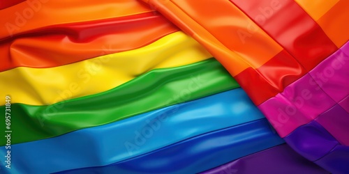 LGBT flag  full of colorful rainbows  billows in the breeze as it s waved by a hand adorned with a sweatband.