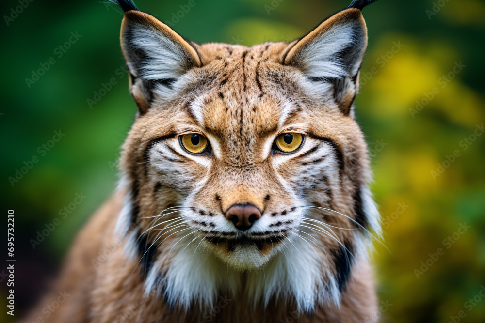 Face of wild Lynx wildcat in forest Face of wild Lynx wildcat in forest