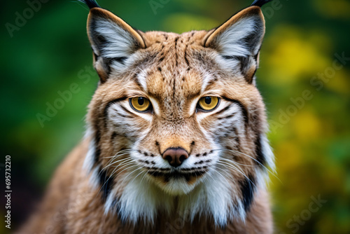 Face of wild Lynx wildcat in forest