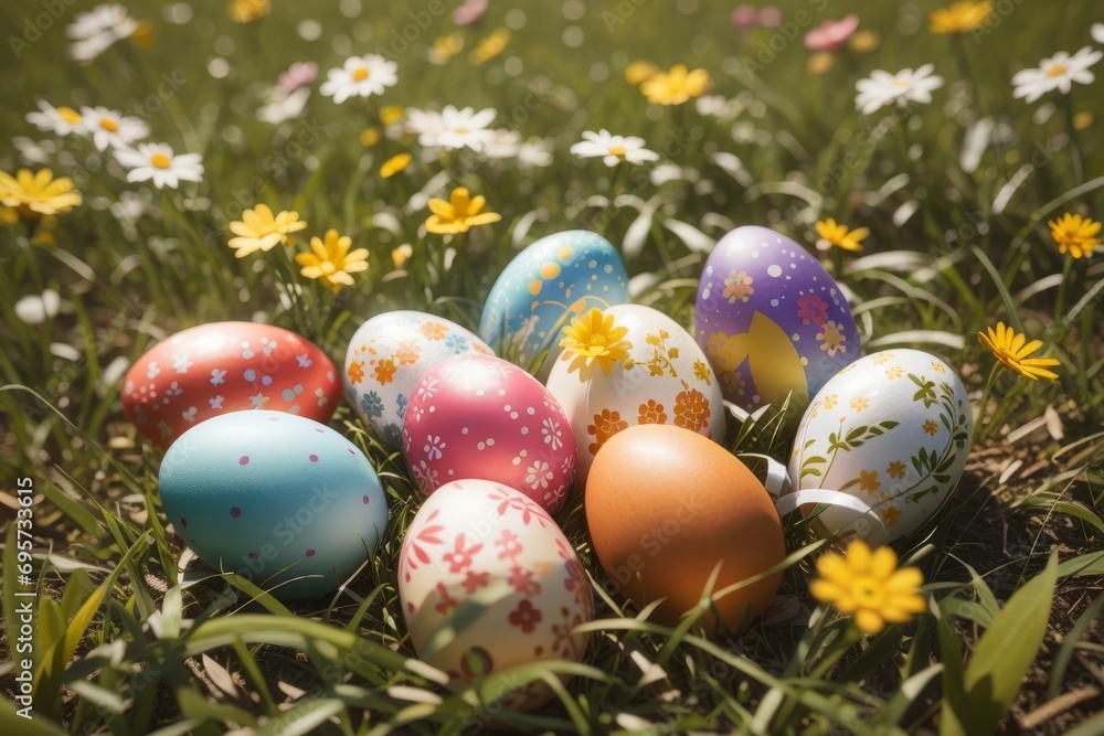 easter eggs in grass