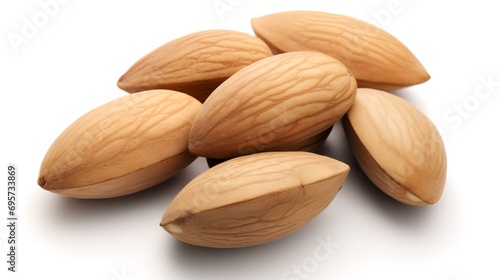 almond nuts isolated on white background close up. studio shot.