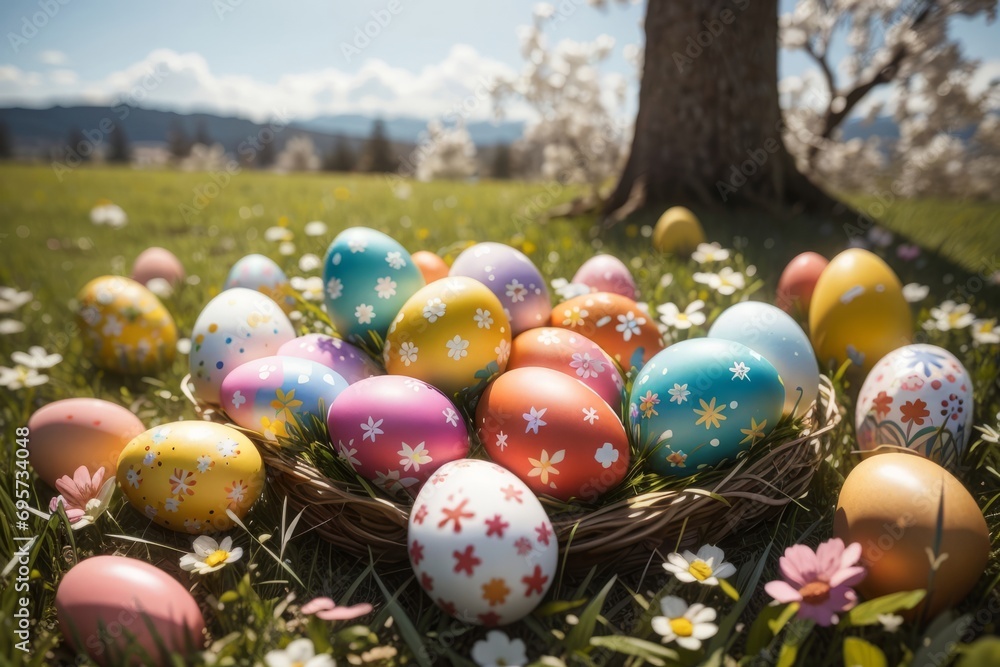 Fototapeta premium easter eggs in grass