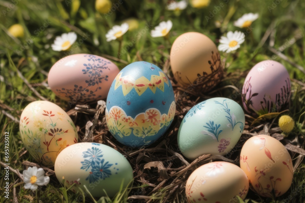 easter eggs in grass easter eggs in grass