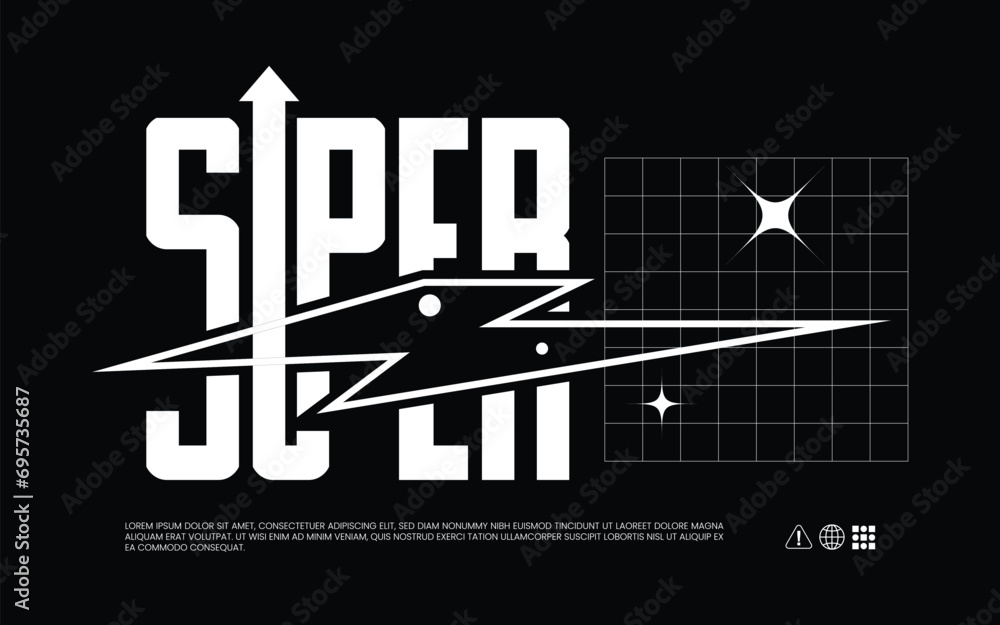 Super star, modern and stylish. abstract design vector illustration for street style t-shirt. Classic and vintage style