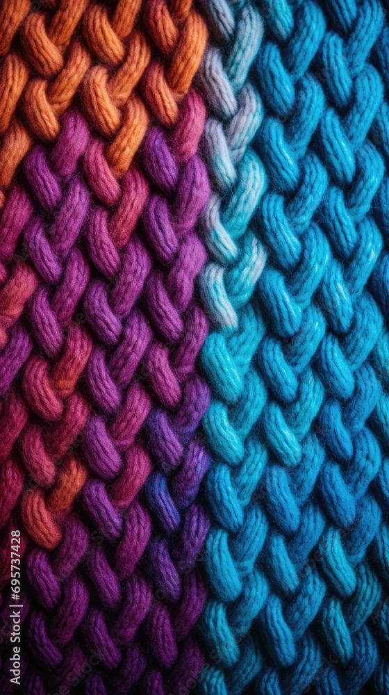 Colorful knitting wool pattern texture, vertical background 
