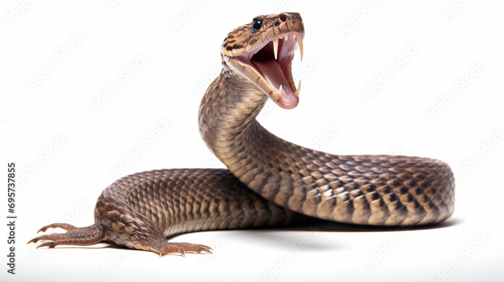Fototapeta premium rat snake attack pose isolated on white background.