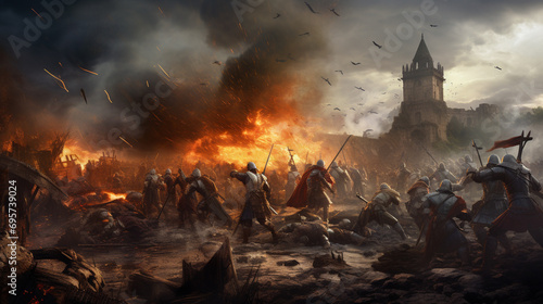 Fotografia historic battle scene from the medieval era