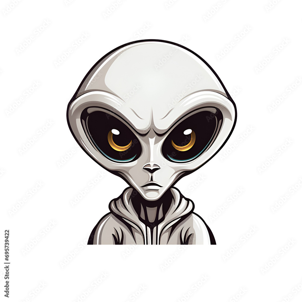 Alien Cartoon Style Illustration Logo No Background Perfect for Print on Demand Merchandise