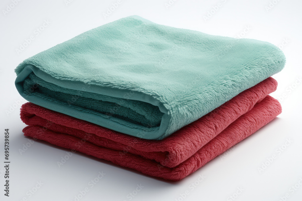 Microfiber towel Isolated on White Background. Generative AI. Microfiber towel Isolated on White Background. Generative AI.