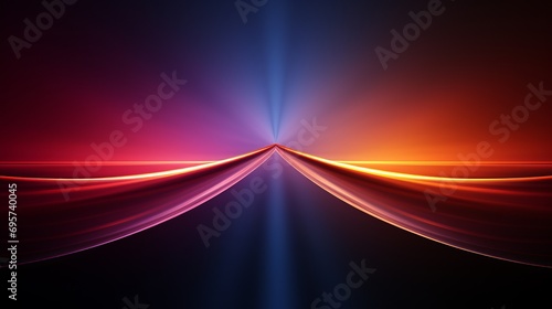 Mastery of light, left and right symmetry of two gradient colors, dark magenta and orange, glow-in-the-dark effects, deep purple and light orange