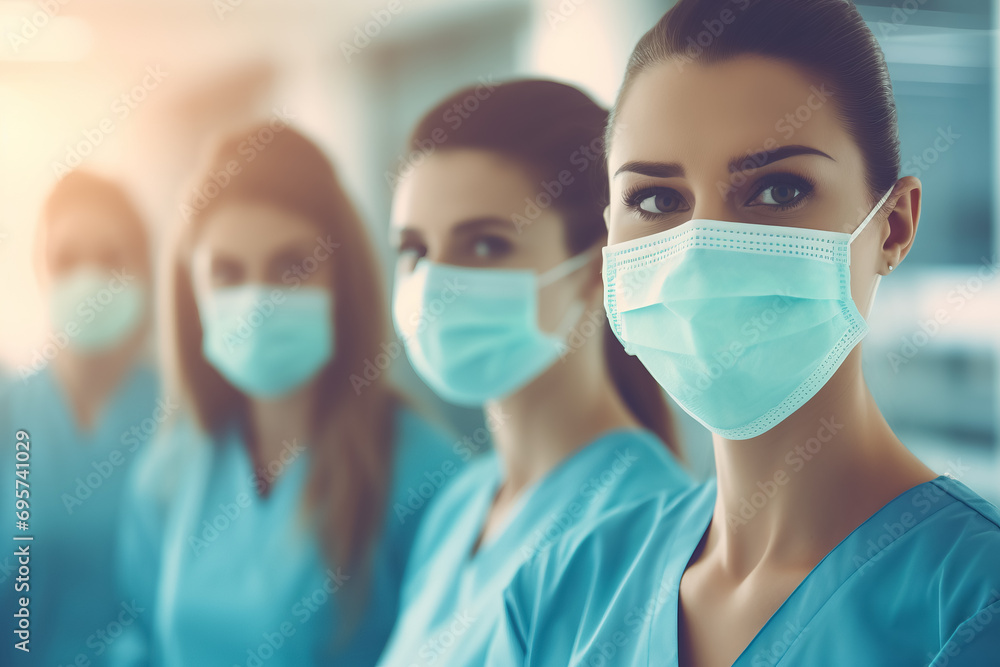 Team of medical professionals in hospital. internship. medicine concept Team of medical professionals in hospital. internship. medicine concept