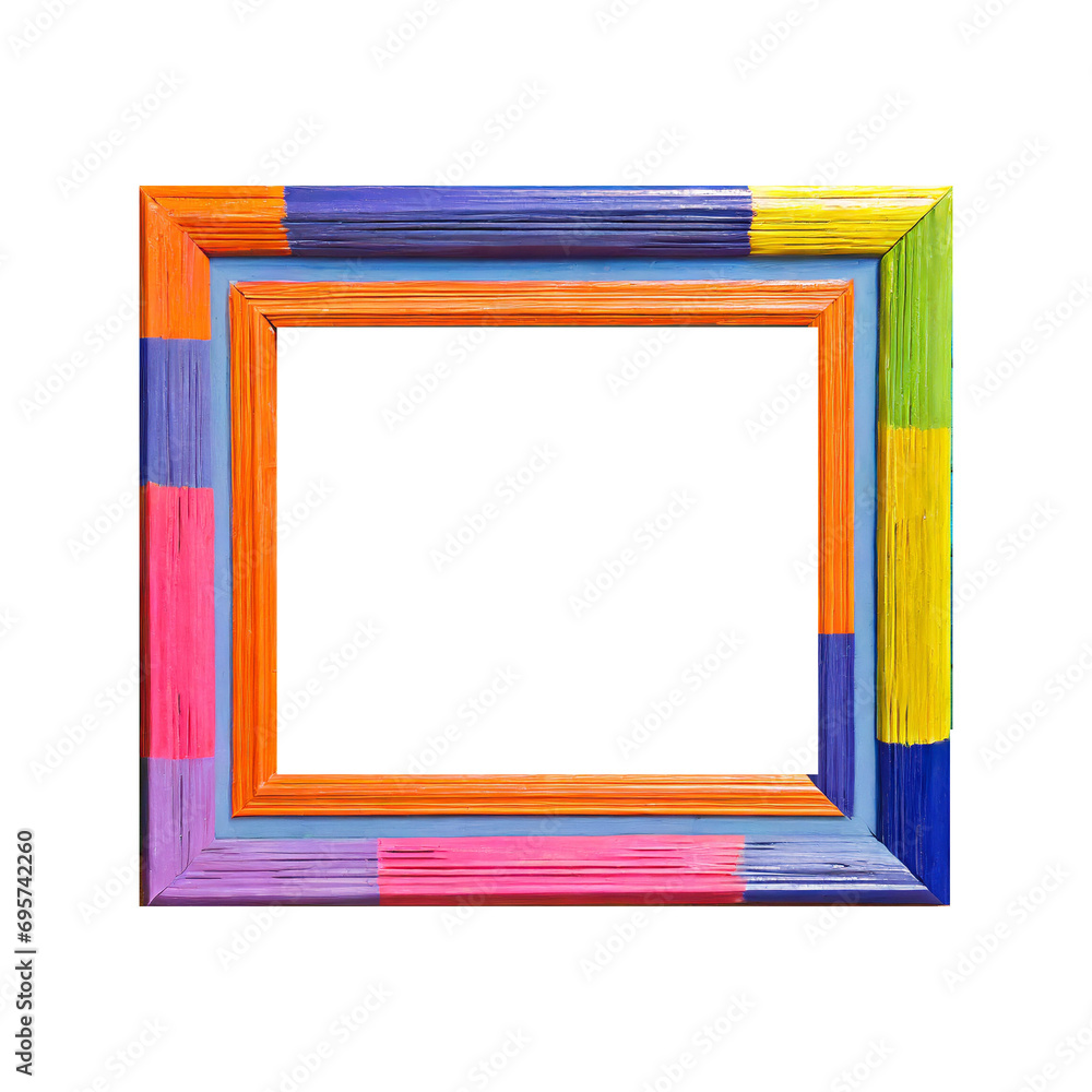 Fototapeta premium colorful wooden picture frame,PNG