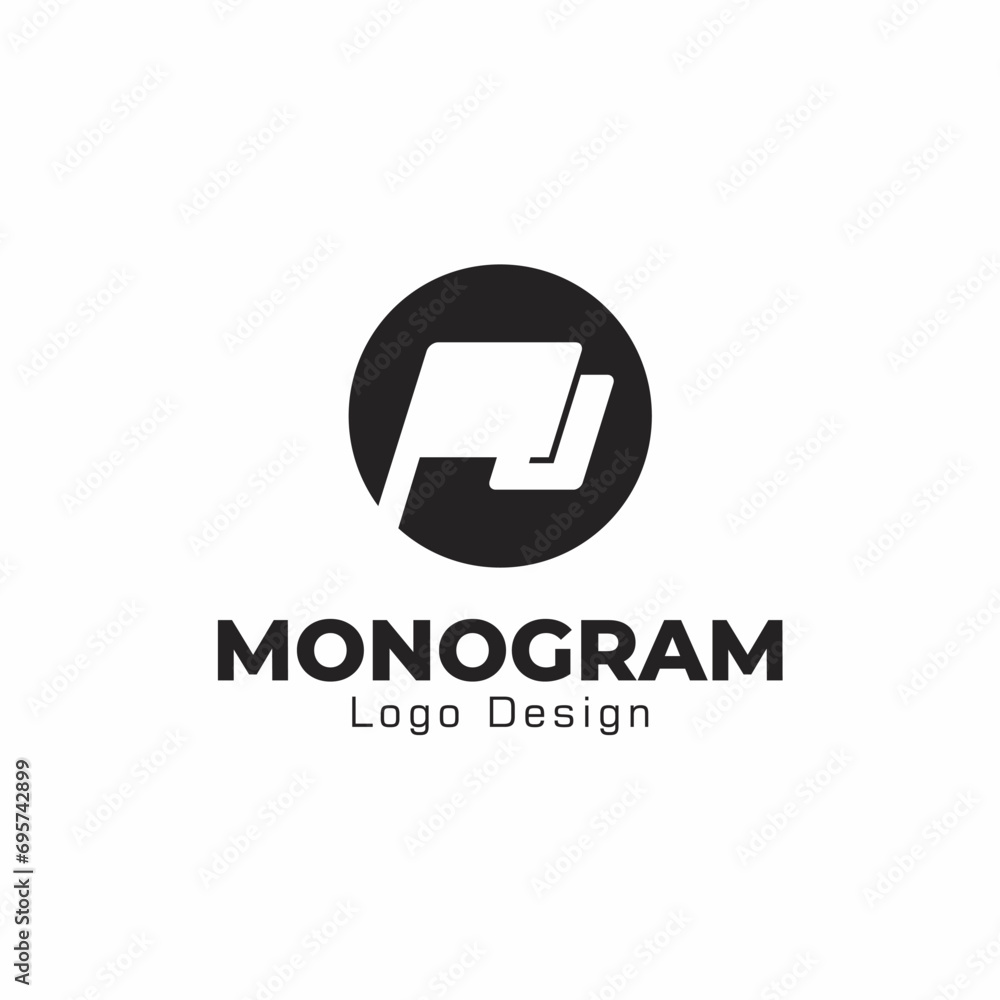 Letter P and J flag monogram logo design inspiration Stock Vector