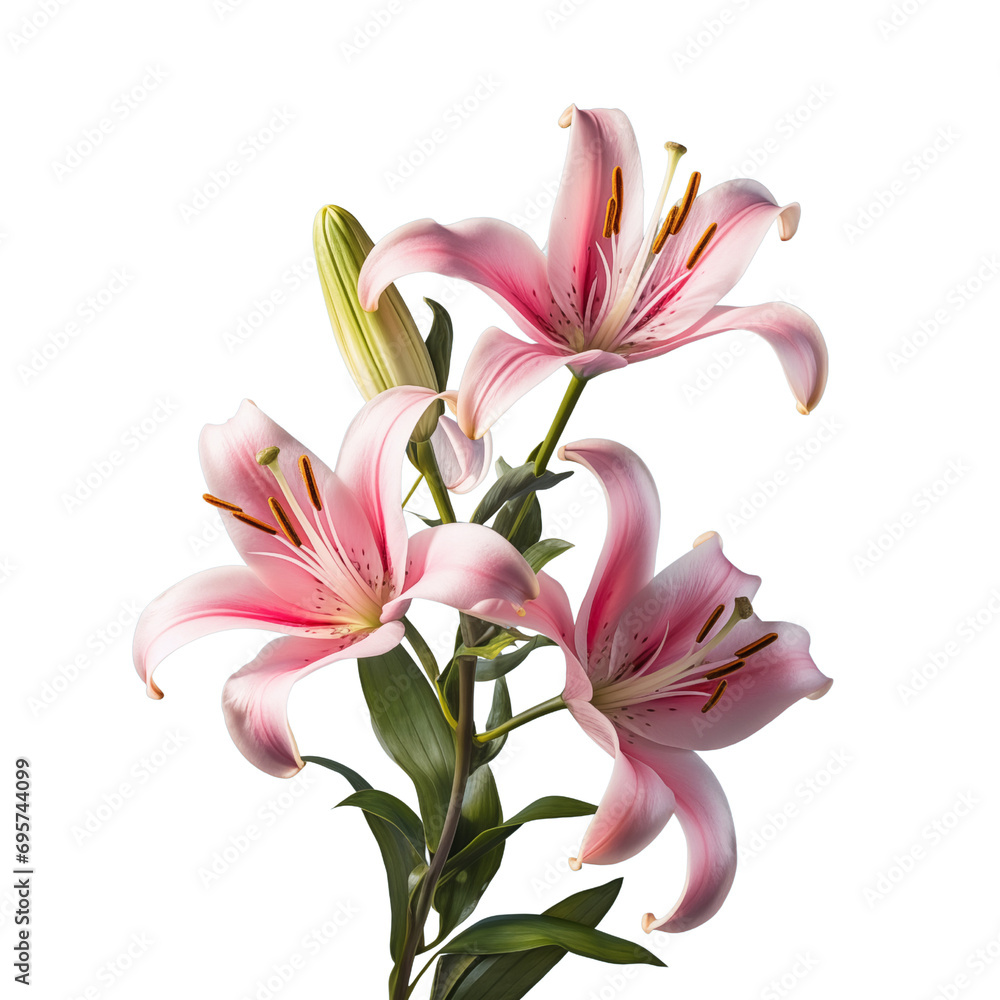 salmon pink lily isolated on white