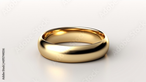 Isolated golden ring against a white backdrop