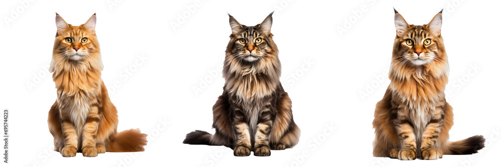 Majestic Maine Coon: Stunning Full Body Image on Transparent Background