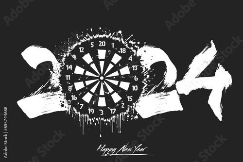 Happy New Year 2024 and dartboard