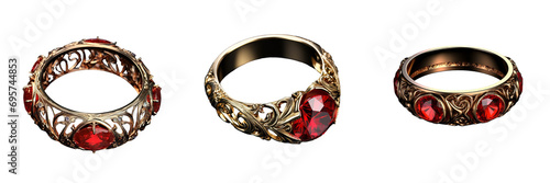 Enchanting Red Ring Set on Transparent Background for Captivating Designs