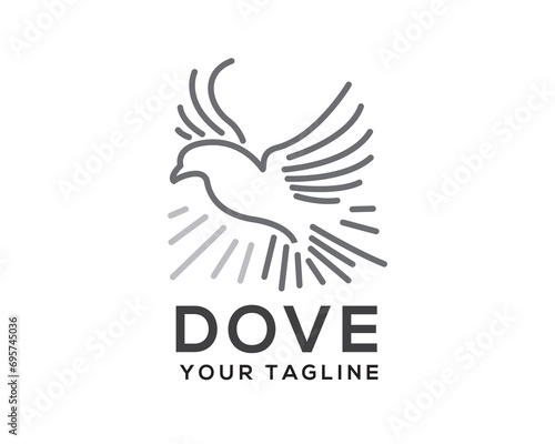 freedom flying dove pigeon line art logo icon symbol design template illustration inspiration