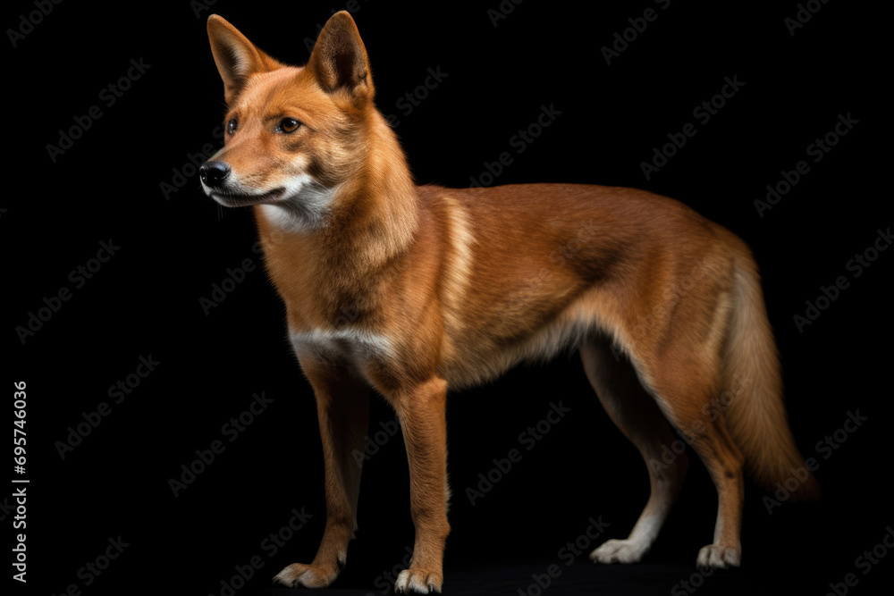 Asiatic wild dog Dhole on black background