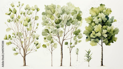 Watercolor illustration of branches on a white background. Farm life.