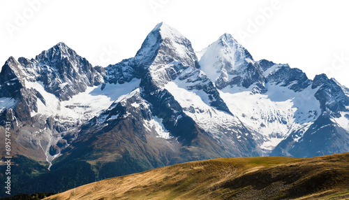 mountain peaks with snow-capped summits - isolated on transparent background
