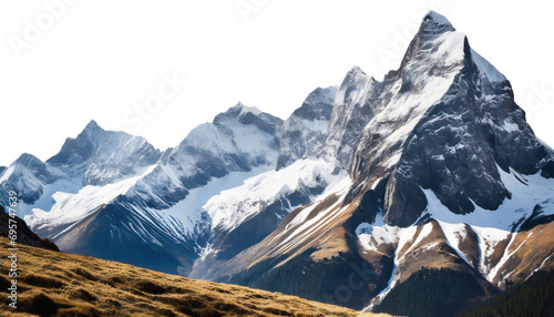 mountain peaks with snow-capped summits - isolated on transparent background © Marko