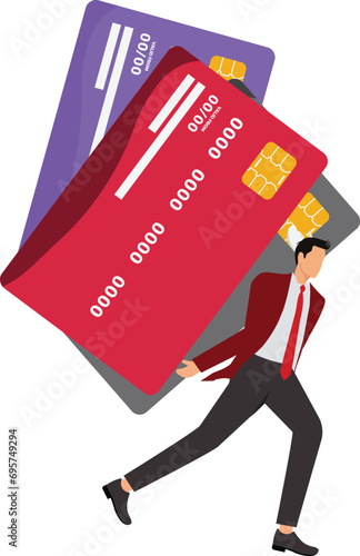 Businessman under the big credit card