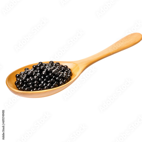 Caviar in spoon isolated on transparent background