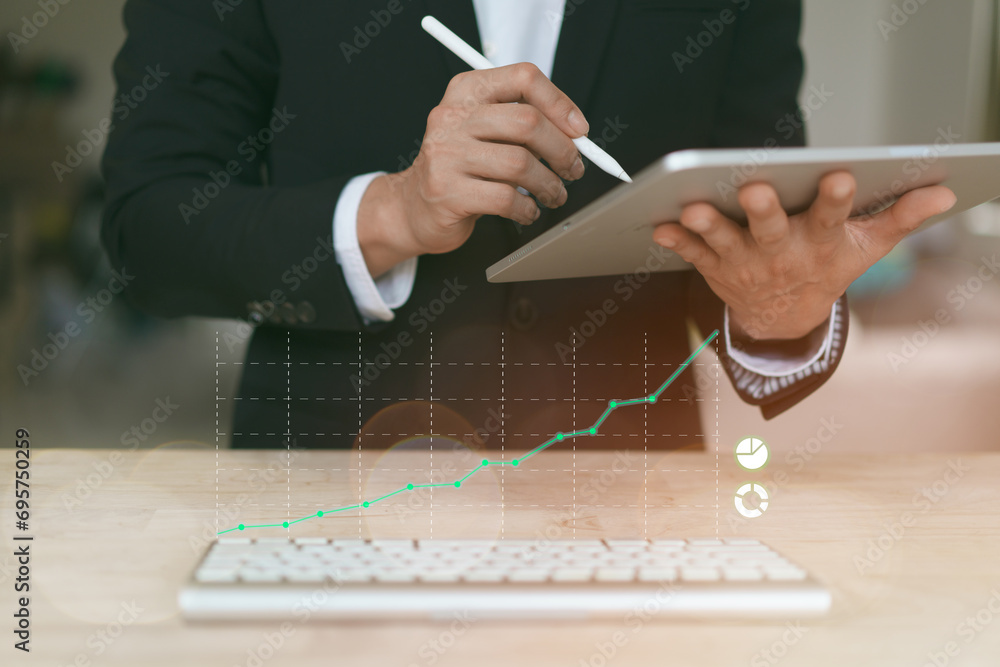 Industry analysis and growing annual revenue future growth plan concept ...