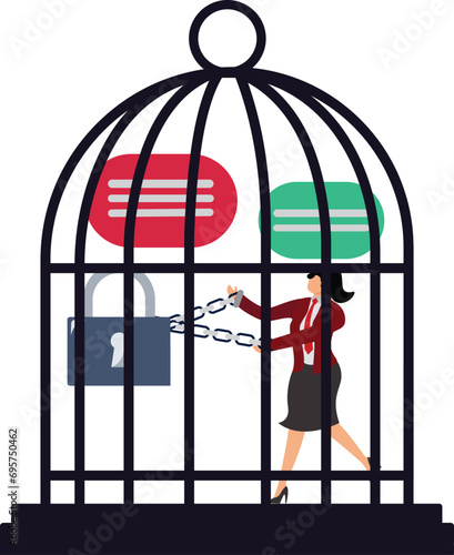 Businesswoman Prisoner, The businesswoman was trapped in a Handcuff