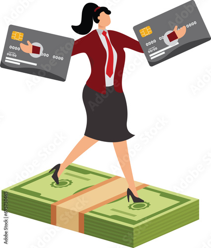 Businesswoman burden with credit card