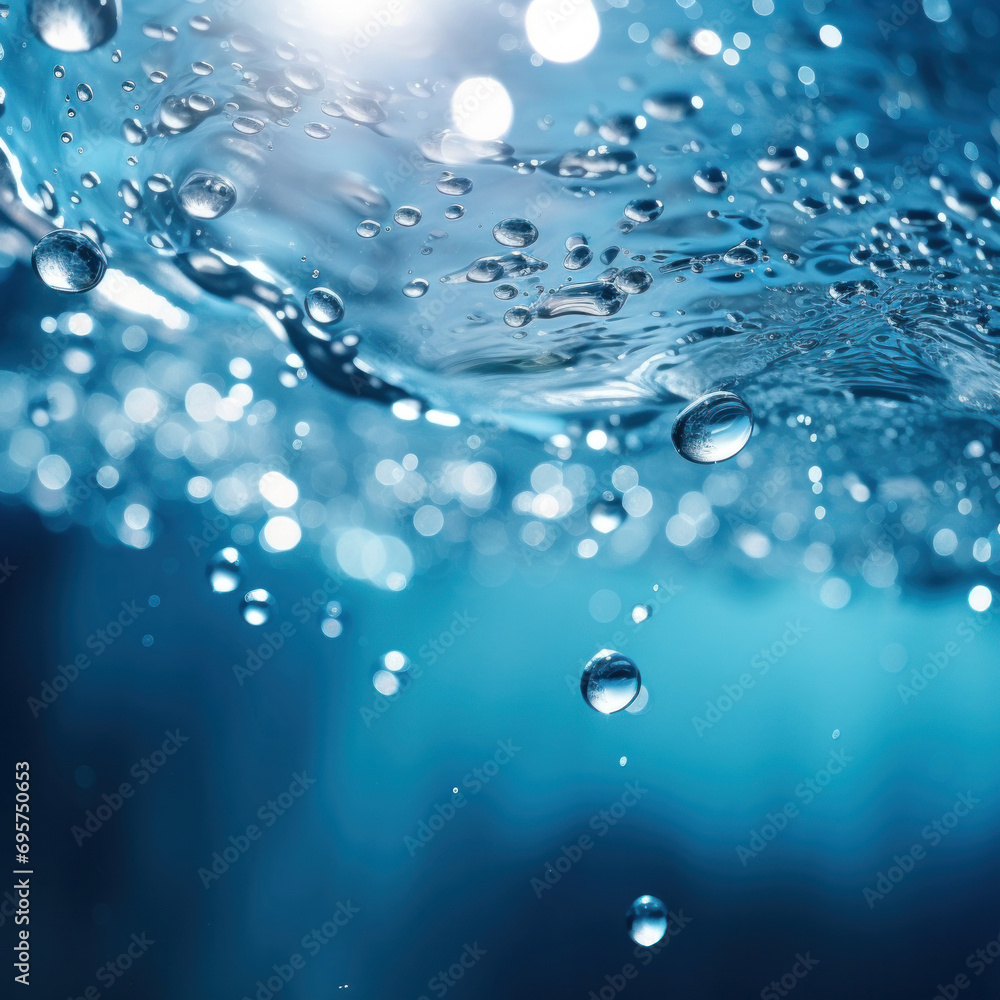 Background of water wave with oxygen bubbles in the underwater clear liquid flowing up to the water surface. Background of water wave with oxygen bubbles in the underwater clear liquid flowing up to the water surface.