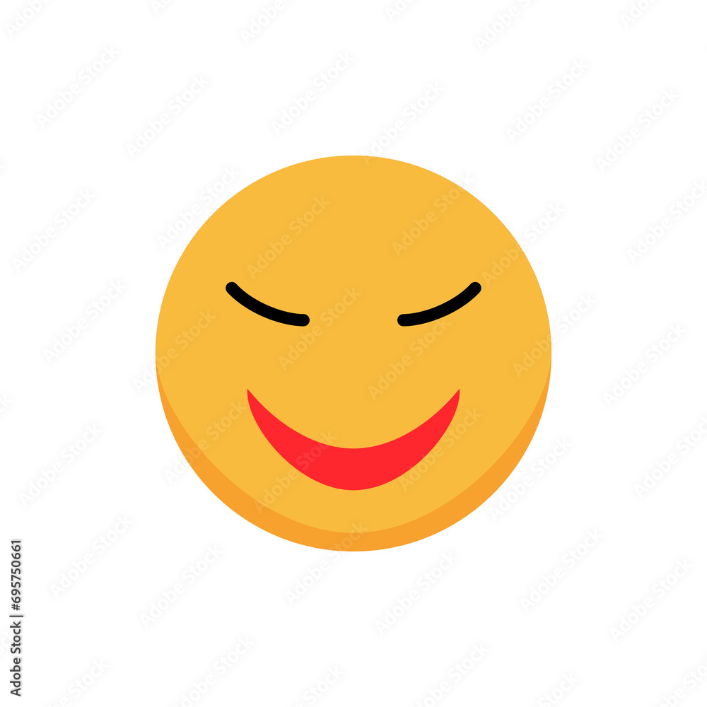 The smiley face closes its eyes and smiles. Cartoon emoji. Flat vector