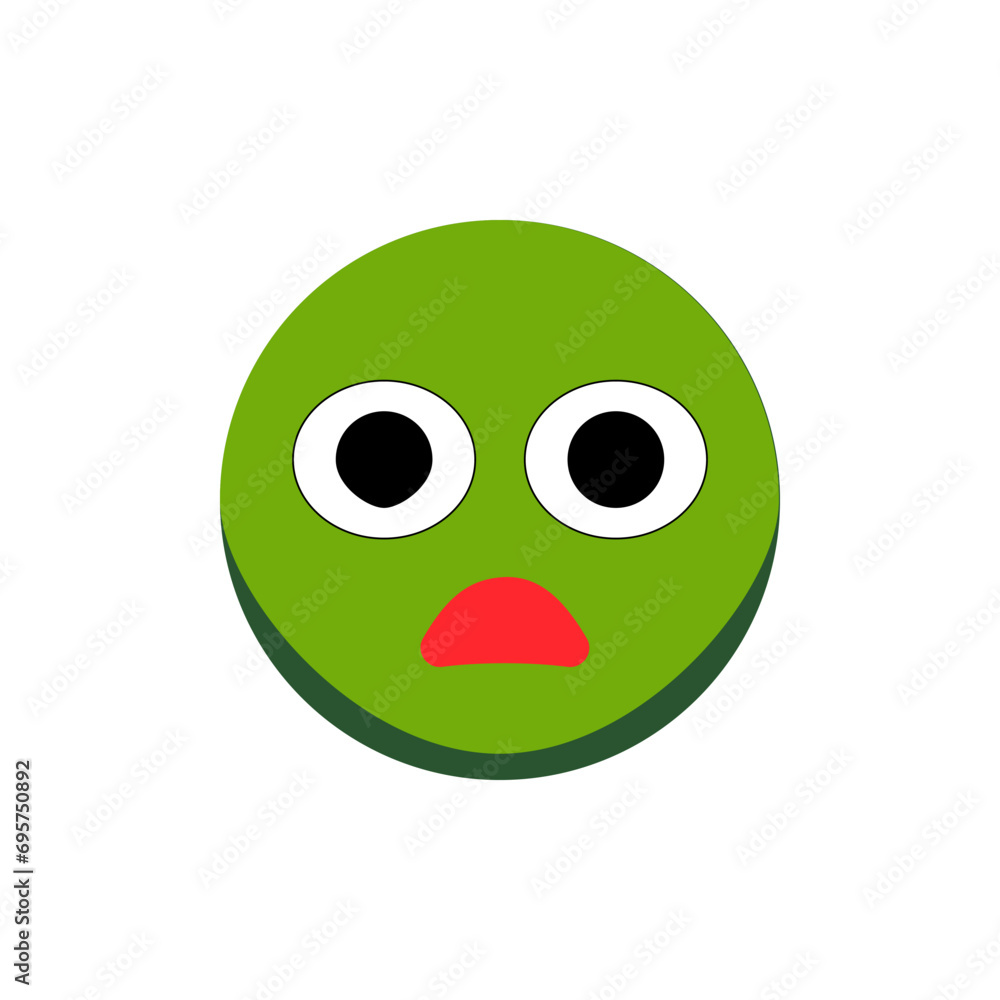 Greeen smiley is feeling sick. Cartoon emoji. Flat vector Greeen smiley is feeling sick. Cartoon emoji. Flat vector