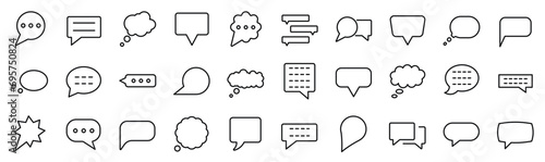 Set of 30 outline icons related to chat bubbles. Linear icon collection. Editable stroke. Vector illustration photo