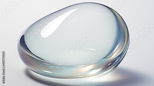Closeup of a clean drop of water. Macro image of a transparent drop of liquid on bright background