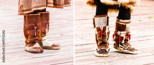Set of winter shoes for natives of Kamchatka peninsula photo