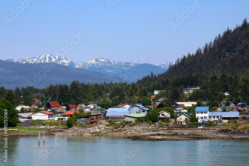 Alaska-View of small town Wrangell, one of Alaska's oldest and most historic island towns  photo