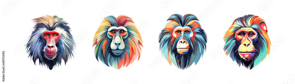 Portrait of a mandrill primate. Vector illustration design.
