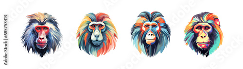 Portrait of a mandrill primate. Vector illustration design. photo
