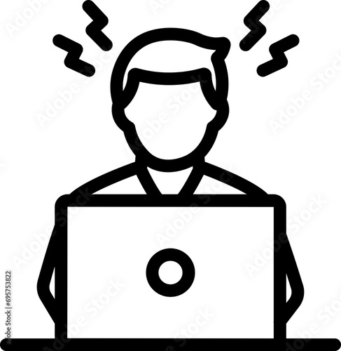 Man Work Stress Line Icon