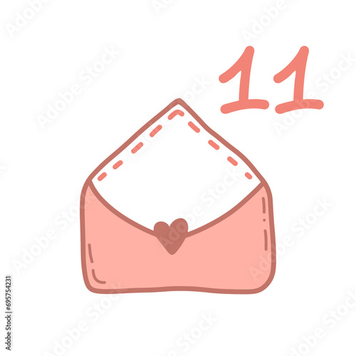 Day 11. Advent calendar for Valentine's Day from the first to the fourteenth of February.