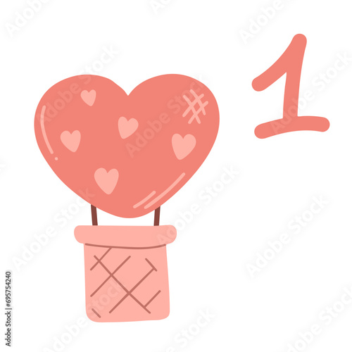 Day 1. Advent calendar for Valentine's Day from the first to the fourteenth of February.